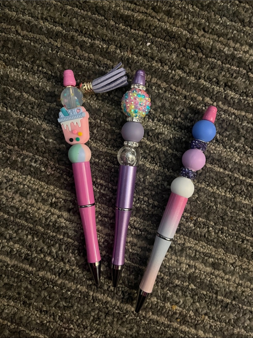 Beaded Sweet Treat Trio of pens 3 pcs of delicious sweet treats pink purples 04